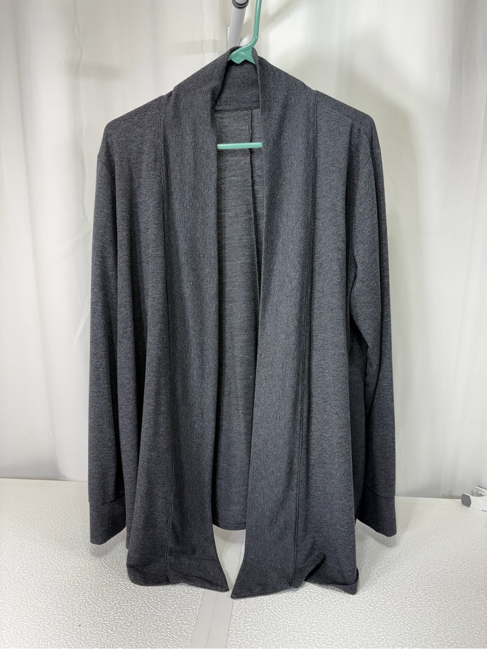 croft & barrow Dark Gray Open-Front Shawl Cardigan 4286